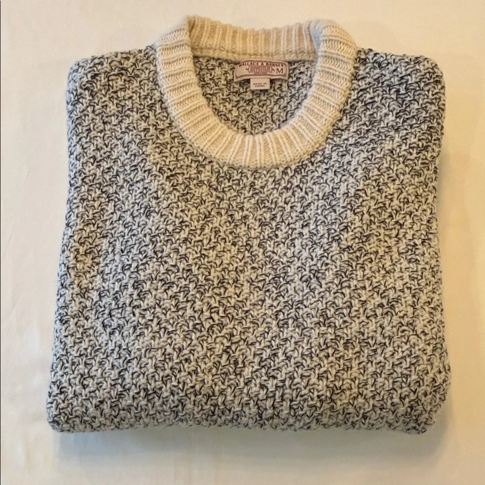 J. Crew x Wallace & Barnes Ivory and Charcoal Knit Crewneck Sweater